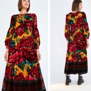 FARM Rio Winter Garden Velvet Midi Dress - Size L